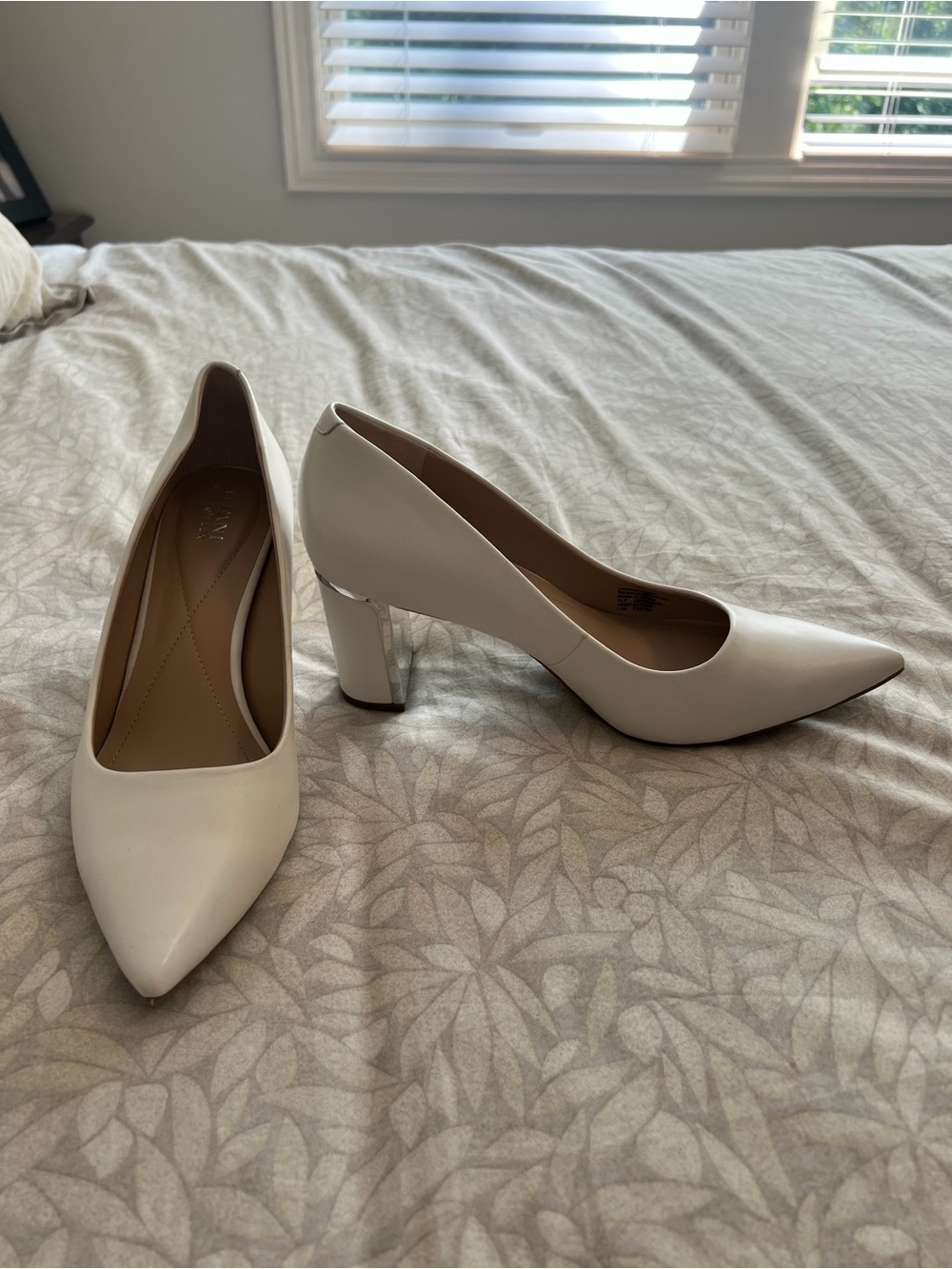 Alfani White Pointed-Toe Block Heel Pumps